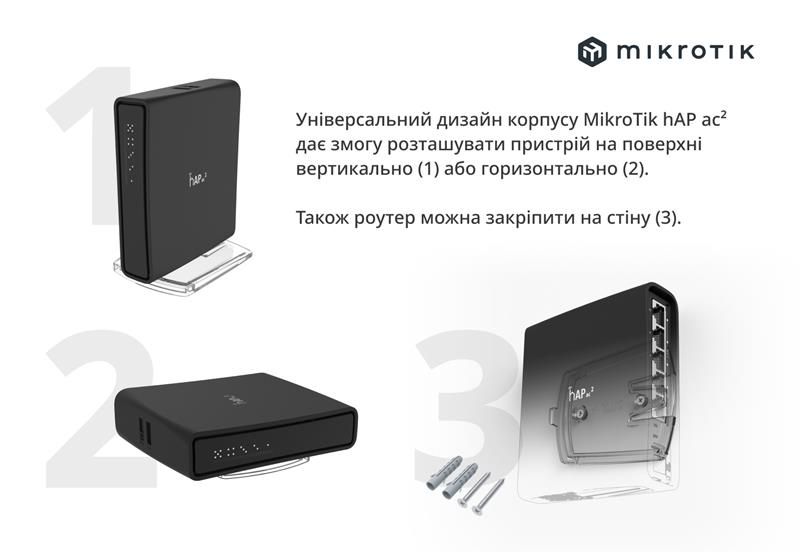 Бездротовий маршрутизатор Mikrotik hAP AC2 (RBD52G-5HACD2HND-TC) RBD52G-5HACD2HND-TC фото