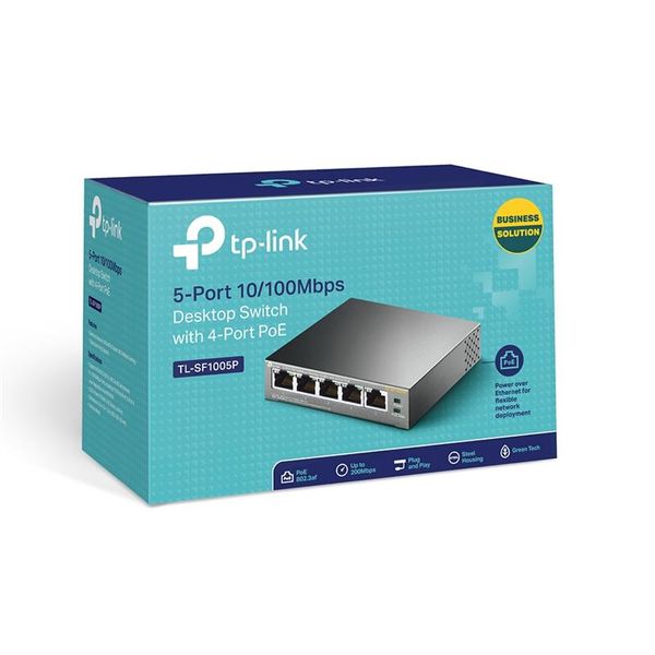 Комутатор TP-Link TL-SF1005P (1хFE, 4xFe PoE, max 53W) TL-SF1005P фото