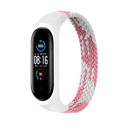 Ремінець BeCover Elastic Nylon Style для Xiaomi Mi Smart Band 5/Mi Smart Band 6 Size M Pink/White (706153) 706153 фото