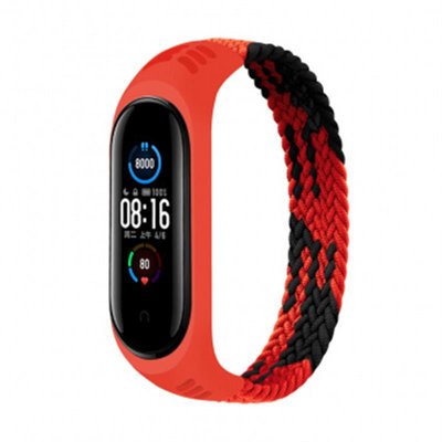 Ремінець BeCover Elastic Nylon Style для Xiaomi Mi Smart Band 5/Mi Smart Band 6 Size M Black/Red (706146) 706146 фото