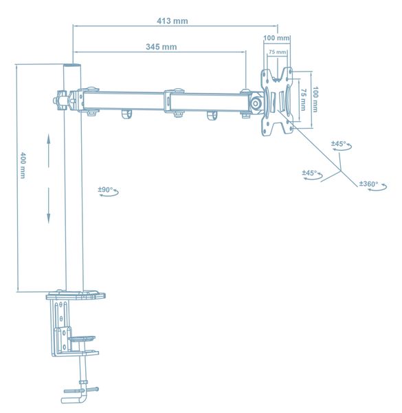 Кронштейн Walfix DM-300B (для монітора) DM-300B фото